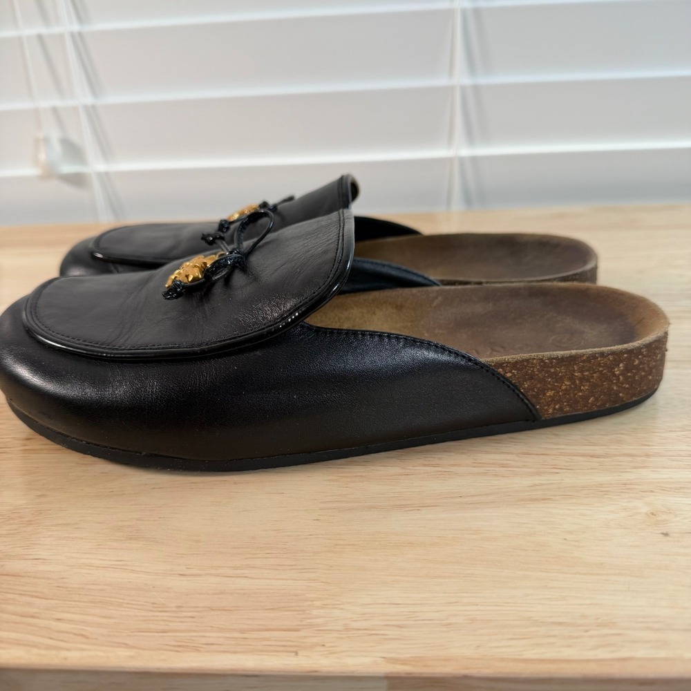 Tory Burch Charm Mules Women's Black Leather Slip-On Round Toe Comfort - 9 - Picture 6 of 12